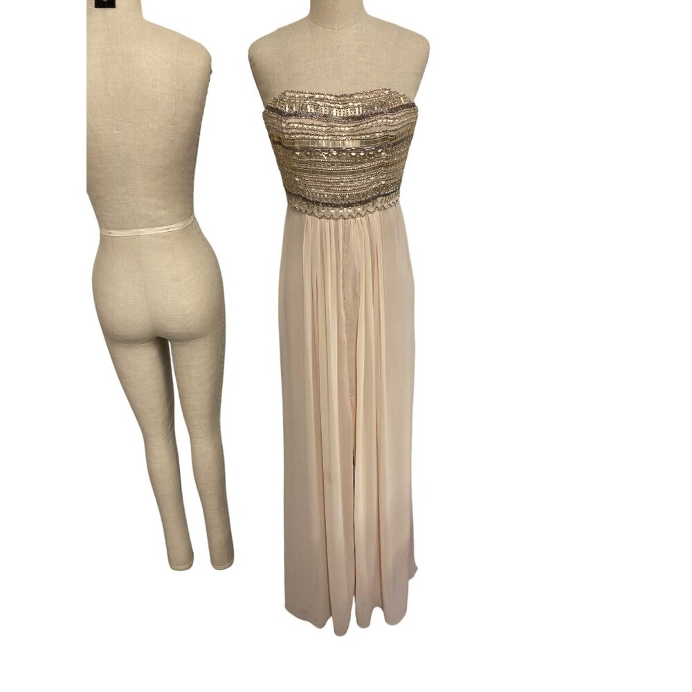 Aidan Mattox Strapless Beaded Gown Dress Size 0